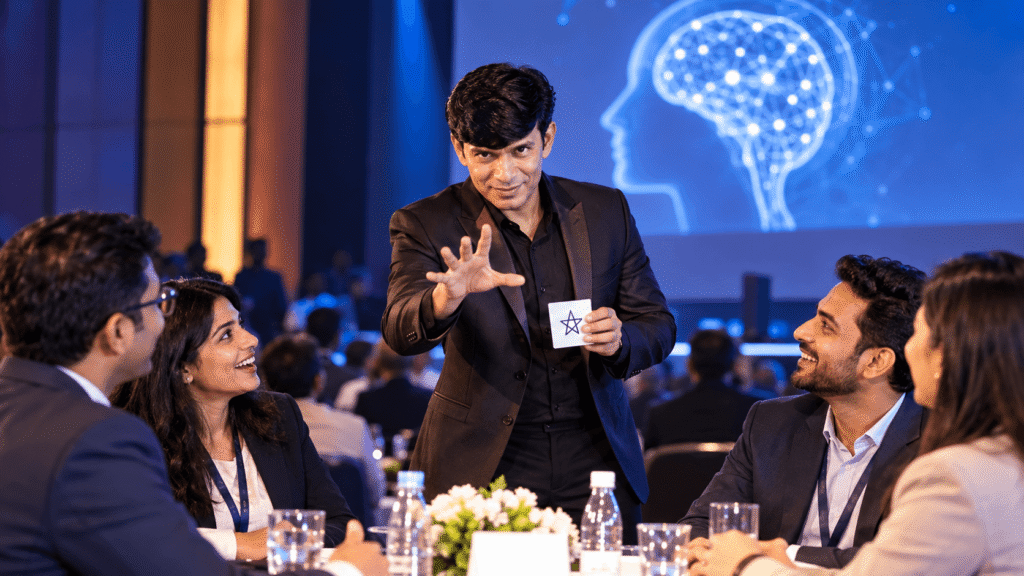 SOORAJ performing interactive mentalism at a corporate event